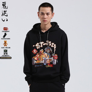 连帽卫衣男 J240078 秋冬潮牌地藏趣味印花男士 oniarai鬼洗
