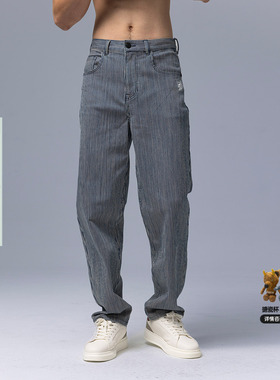 ONIARAI/鬼洗26春季新品鬼洗复古条纹牛仔高腰直筒牛仔裤 25B5303