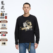 鬼洗25秋季 新海浪字母金浆印花长袖 T恤男式 ONIARAI 休闲 B24U202