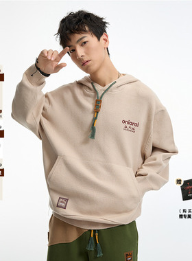 ONIARAI/鬼洗黑标石器时代绳绣LOGO连帽针织冷衫卫衣男式 A640004