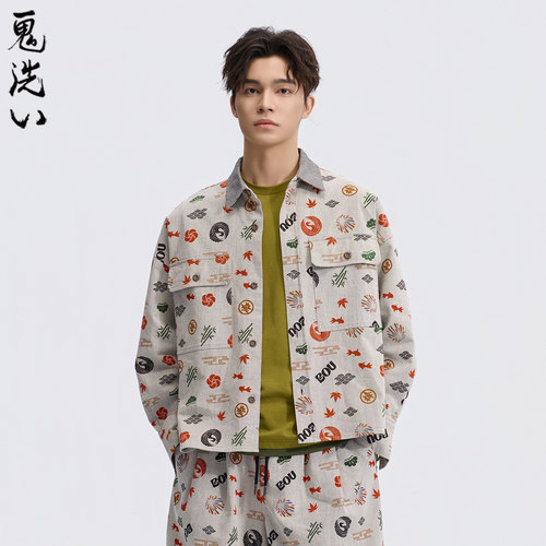 ONIARAI/鬼洗26春季新品棒系列好运纹样满印外套休闲男 N340248