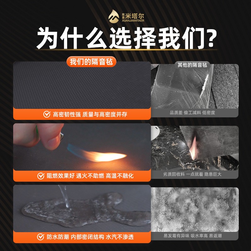 高密度阻尼隔音毡墙体地面悬吊式天花板ktv专用隔音毡家用环保隔