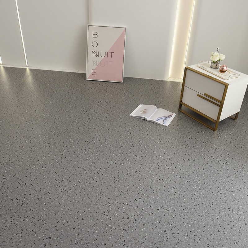 商用水磨石PVC自粘地板贴加厚耐磨2mm石塑地板翻新地面塑胶地板