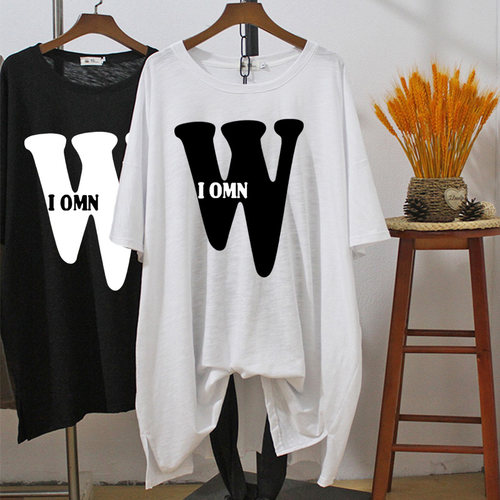 长款t恤女遮屁股配鲨鱼裤上衣