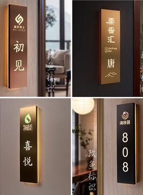 不锈钢发光门牌号定制酒店包厢房间号码牌美容足浴智能电子门牌灯