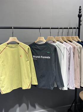 7A抗菌+冷感科技！春秋男女速干透气户外撞色运动休闲圆领长袖T恤