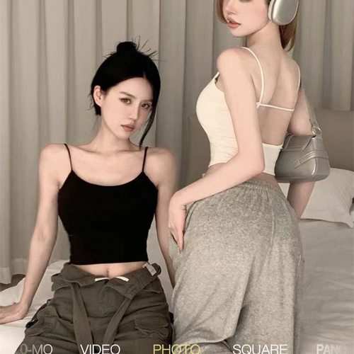 甜酷辣妹美背吊带显身材女