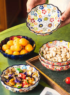 手绘陶瓷吐骨碟家用复古小碟子水果盘精致小菜碟调料碟骨碟味碟