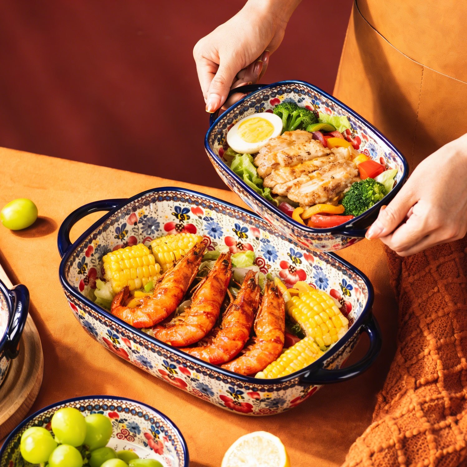 波兰双耳碗家用陶瓷碗手柄碗复古汤碗面碗新款沙拉碗微波炉专用碗,餐饮具,碗,淘宝优惠券,粉丝福利购,淘宝优惠卷