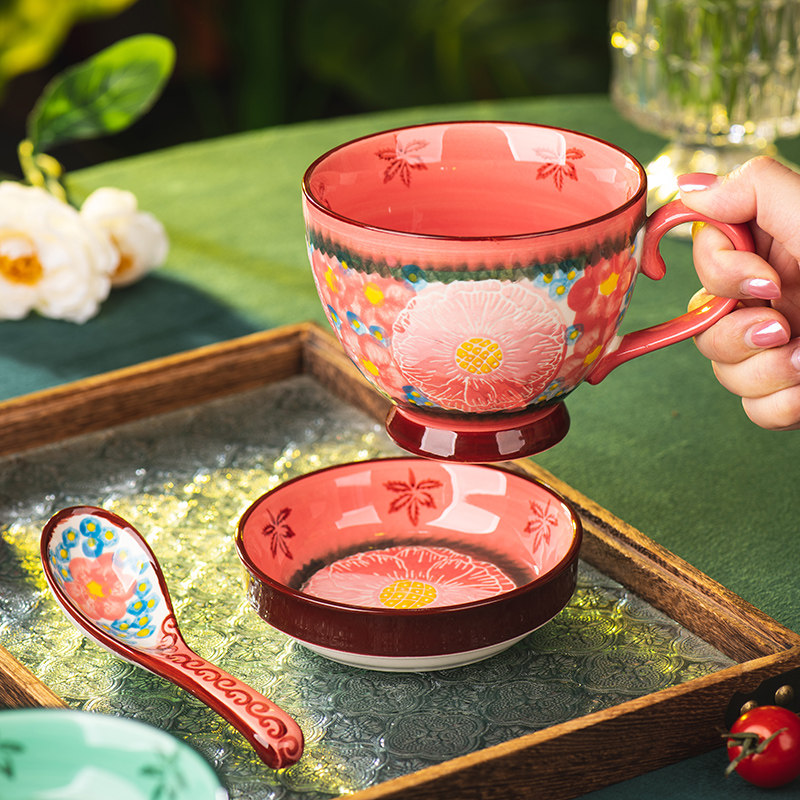 早餐杯陶瓷杯带盖马克杯大容量