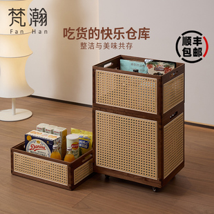 梵瀚 零食小吃收纳筐高颜值客厅茶几带盖带轮大号茶点点心收纳盒
