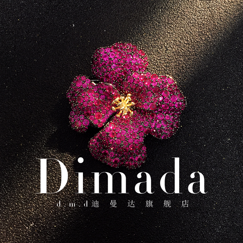 dmd迪曼达奢华紫色牡丹花胸针女