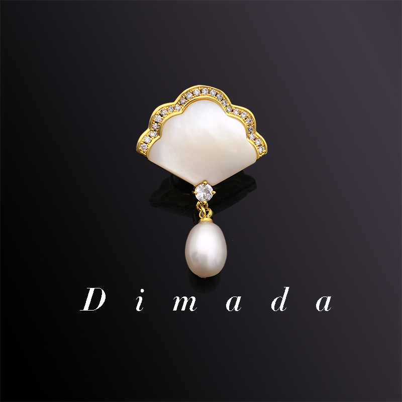 一贝子天然贝母珍珠胸针吊坠两用胸花别针女高档高级感  生日礼物