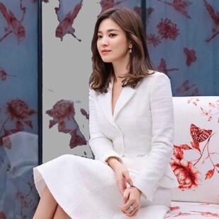 宋慧乔同款西服套装2025秋冬新款韩版粗花呢职业西装半裙两件套