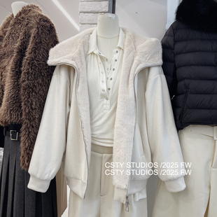 小暖炉重磅正反两穿环保毛毛连帽外套女休闲百搭oversize廓形卫衣