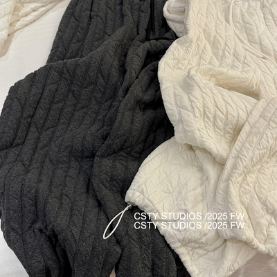 松弛感坑条绗棉卫裤女秋冬新阔腿裤宽松休闲裤显瘦百搭长裤遛弯裤