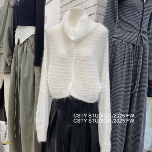 慵懒风马海毛薄款针织开衫女秋季新款宽松显瘦百搭休闲毛衣上衣潮