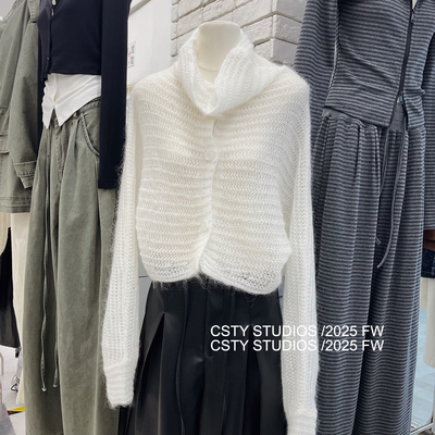 慵懒风马海毛薄款针织开衫女秋季新款宽松显瘦百搭休闲毛衣上衣潮