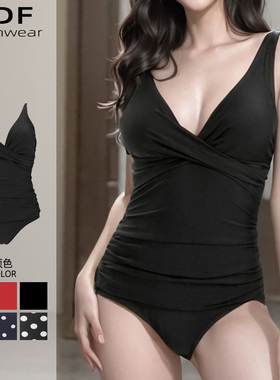泡温泉泳衣女胖妹妹遮肚子大码200斤性感V领显瘦三角连体泳装冬天
