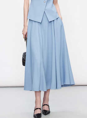 -气质穿搭时尚洋气女神范高级感轻职场窃蓝色半裙 HJ2B40