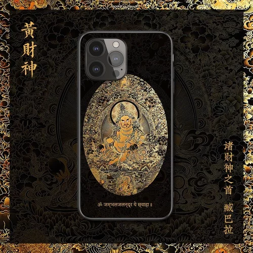 适用新款苹果16pro手机壳藏传佛家诺拉iphone16promax唐卡黄财神臧巴拉增禄诸财神之首ip15玻璃por后外壳plus