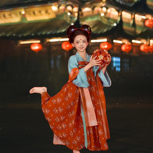 儿童古典舞演出服女童小陶俑中国风超仙古风襦裙唐装蹴鞠表演服装
