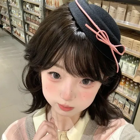 贝雷帽可爱蝴蝶结海军水手jk圆顶礼帽女韩系帽子甜美黑色丝绒