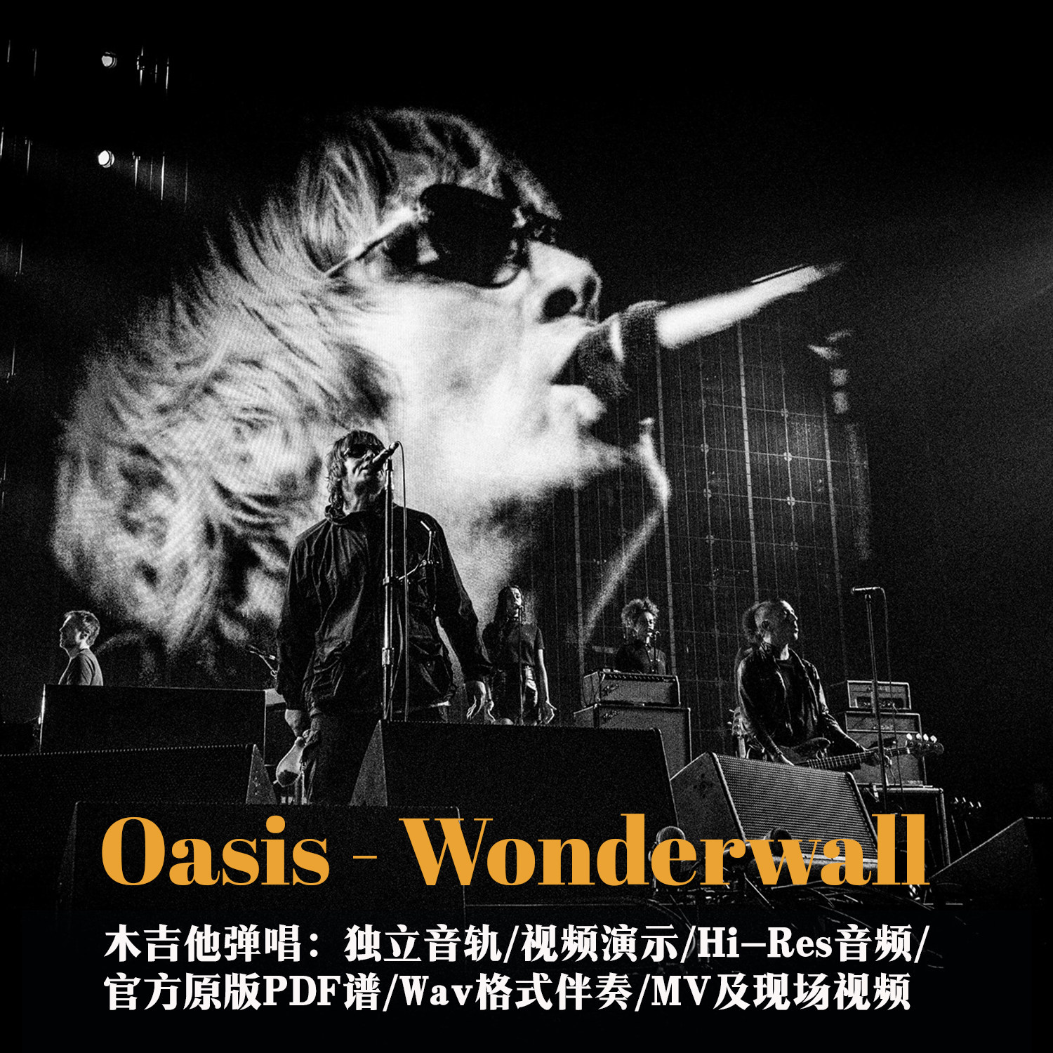 oasis - wonderwall木吉他弹唱学习资料官方原版pdf谱分轨wav伴奏