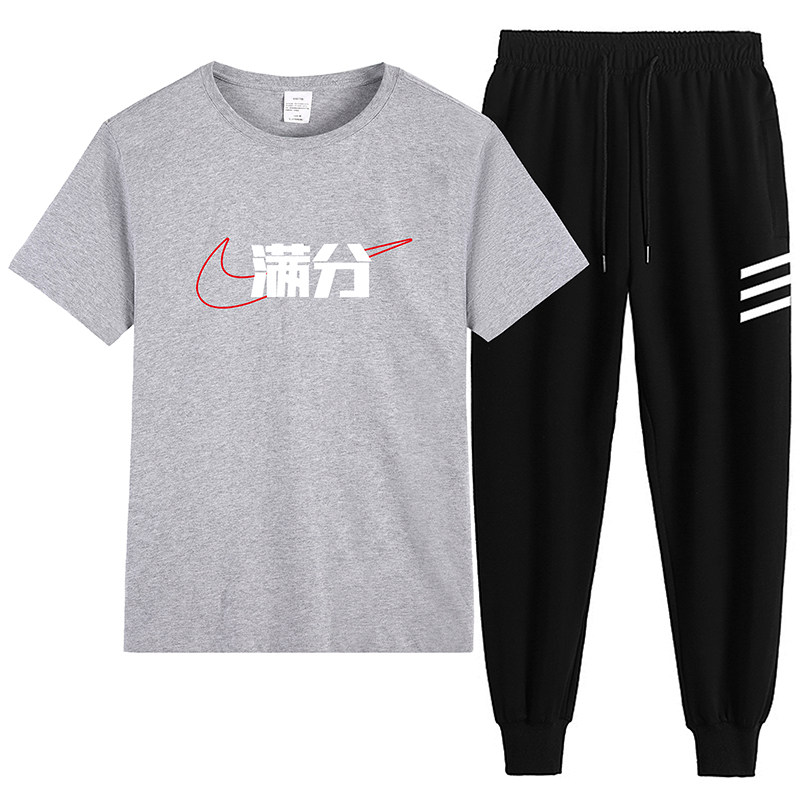 主推短袖印花上衣百搭休闲裤现货T恤纯棉套装数据-P60,男装T恤,星座211-2