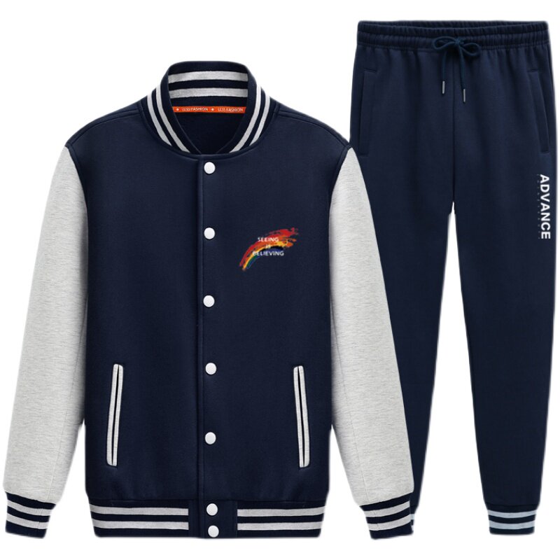 棒球服男春秋季青少年高中学生班服卫衣开衫外套休闲运动套装P95,男装休闲套装,星座211-2