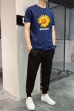 2025夏季新款潮牌两件套青少年运动休闲纯棉T恤短袖套装男修身P60，男装T恤，星座211-2