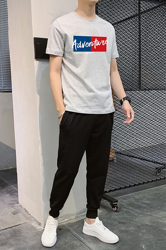 运动休闲百搭衣服套装T恤男2025年春夏新款韩版潮流帅气一套P60,男装T恤,星座211-2