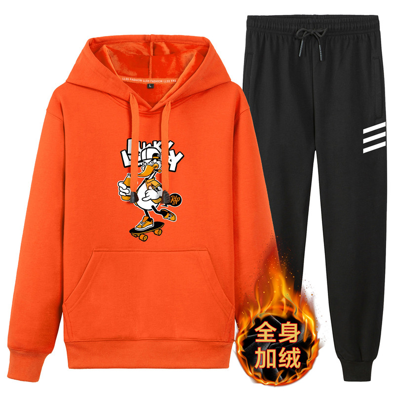 冬季连帽卫衣套装2020款秋冬青少年高中学生休闲运动加绒卫衣P95,男装休闲套装,星座211-2