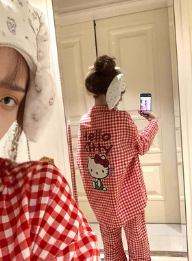 hellokitty睡衣女纯棉长袖2025春秋可爱卡通凯蒂猫网红家居服套装