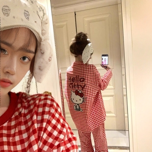 hellokitty睡衣女纯棉长袖2025春秋可爱卡通凯蒂猫网红家居服套装
