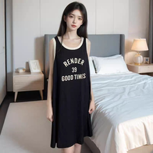 带胸垫无袖睡裙女春夏季莫代尔冰丝运动少女宽松背心连衣裙家居服
