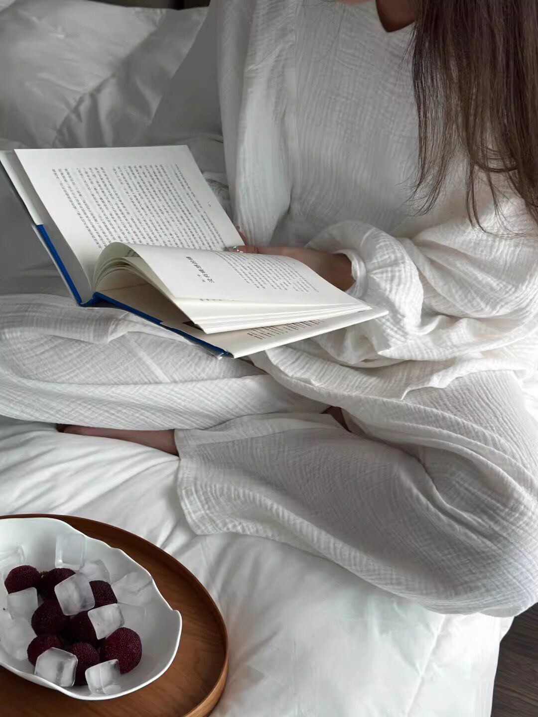 KOREAN LAZY STYLE SKIN-FRIENDLY LONG-SLEEVED COTTON PAJAMAS WOMENS SPRING AND AUTUMN COTTON GAUZE TROUSERS SOLID COLOR LOUNGEWEAR PLUS-SIZE SET