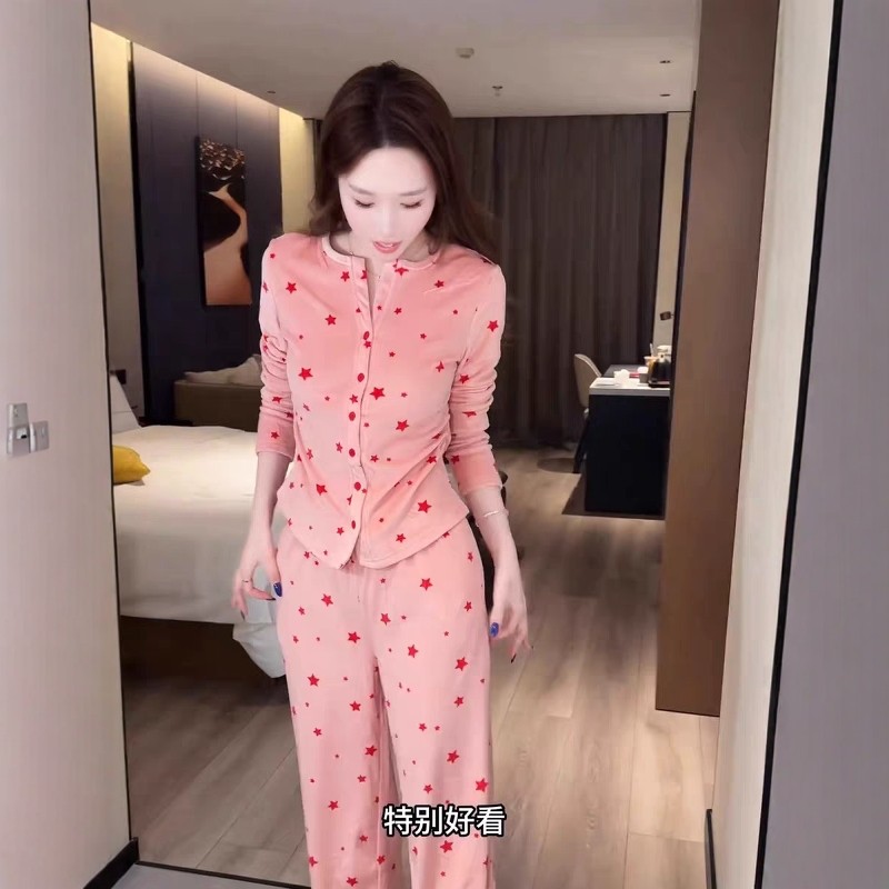 软绵绵海岛绒睡衣女士秋冬2025新款星星高级感修身薄绒家居服套装,女士内衣/男士内衣/家居服,睡衣/家居服套装,淘宝优惠券,粉丝福利购,淘宝优惠卷