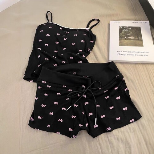 纯欲性感蝴蝶印花吊带睡衣女夏季