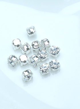 捷克宝仕奥莎进口爪钻3mm4mm手工串珠材料铜爪座保色电镀银色水钻