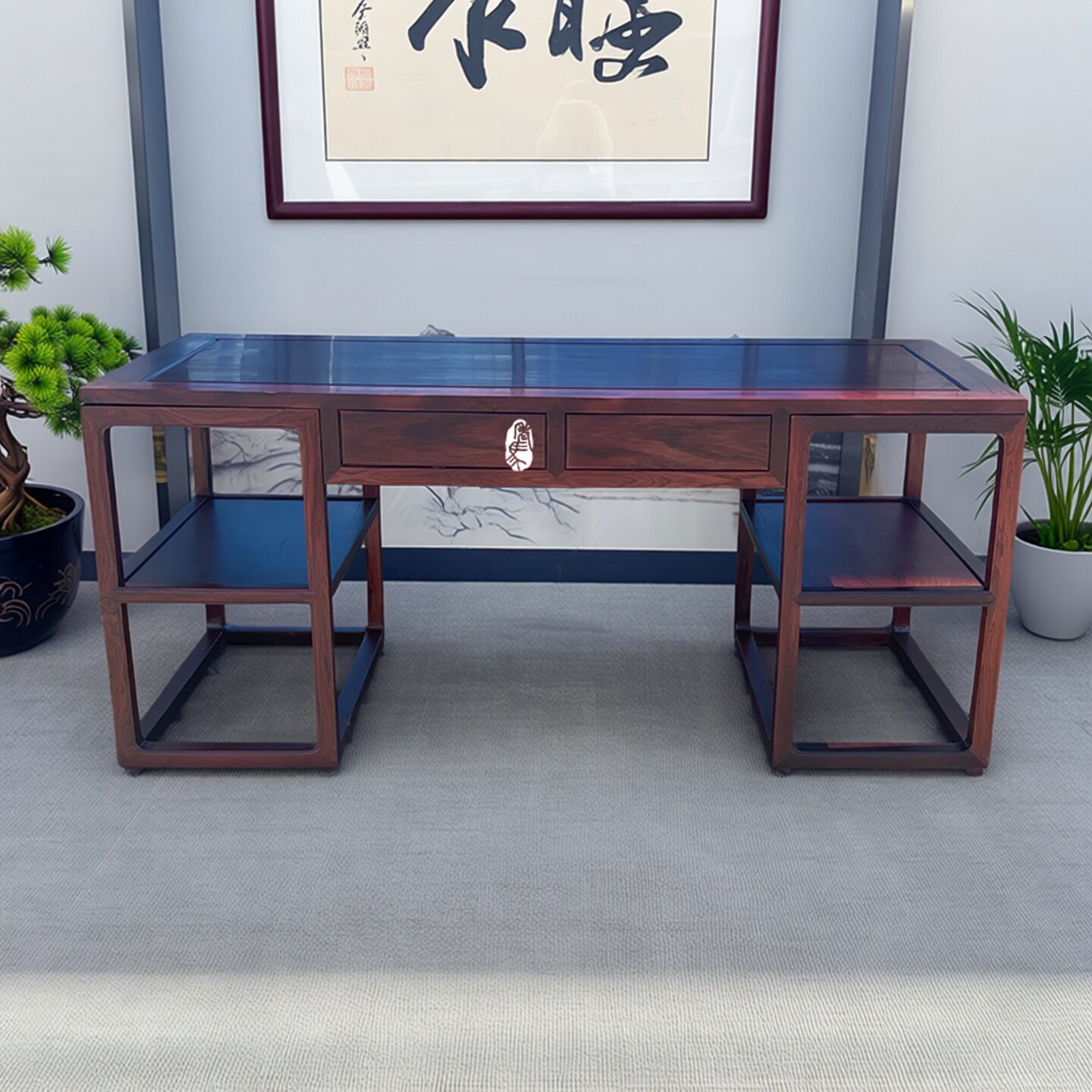 红木家具巴里黄檀1.8米办公桌写字台画案画桌书桌独板国标红木