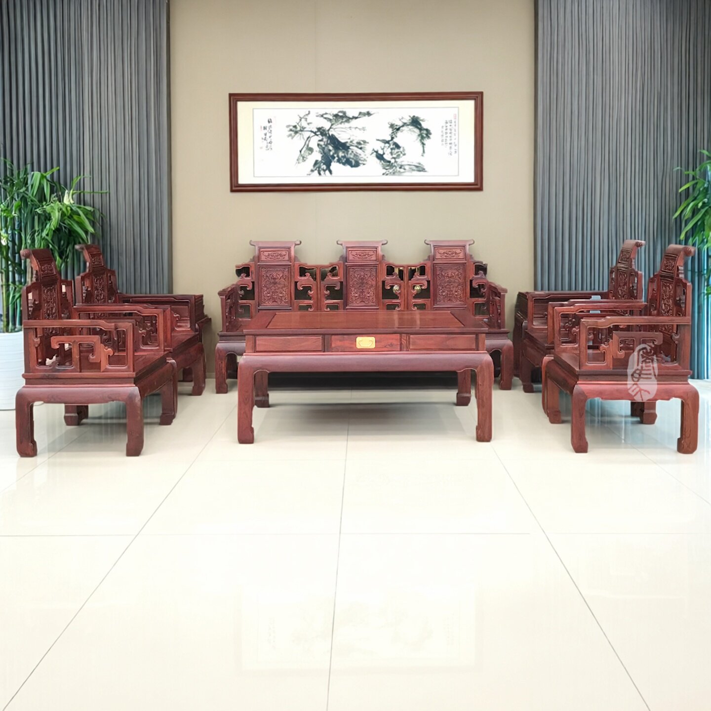 红木家具老挝红酸枝巴里黄檀沙发中式实木客厅组合沙发国标红木