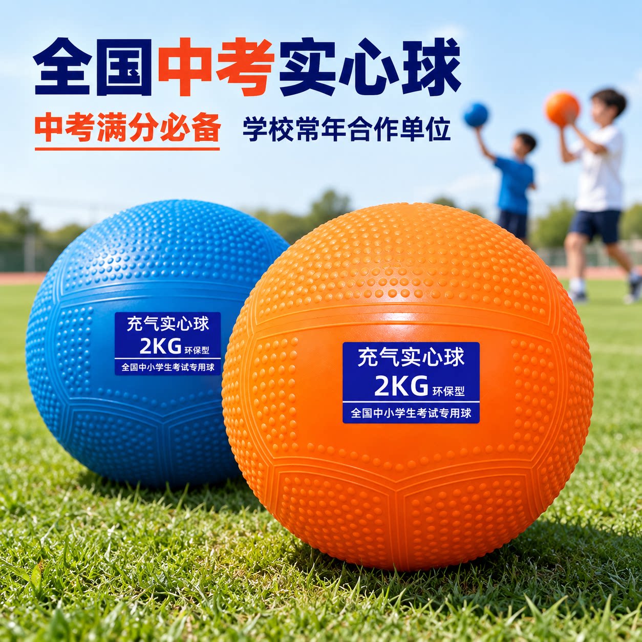 实心球中考专用2kg标准重量铅球初三体育考试训练男女小学生1kg