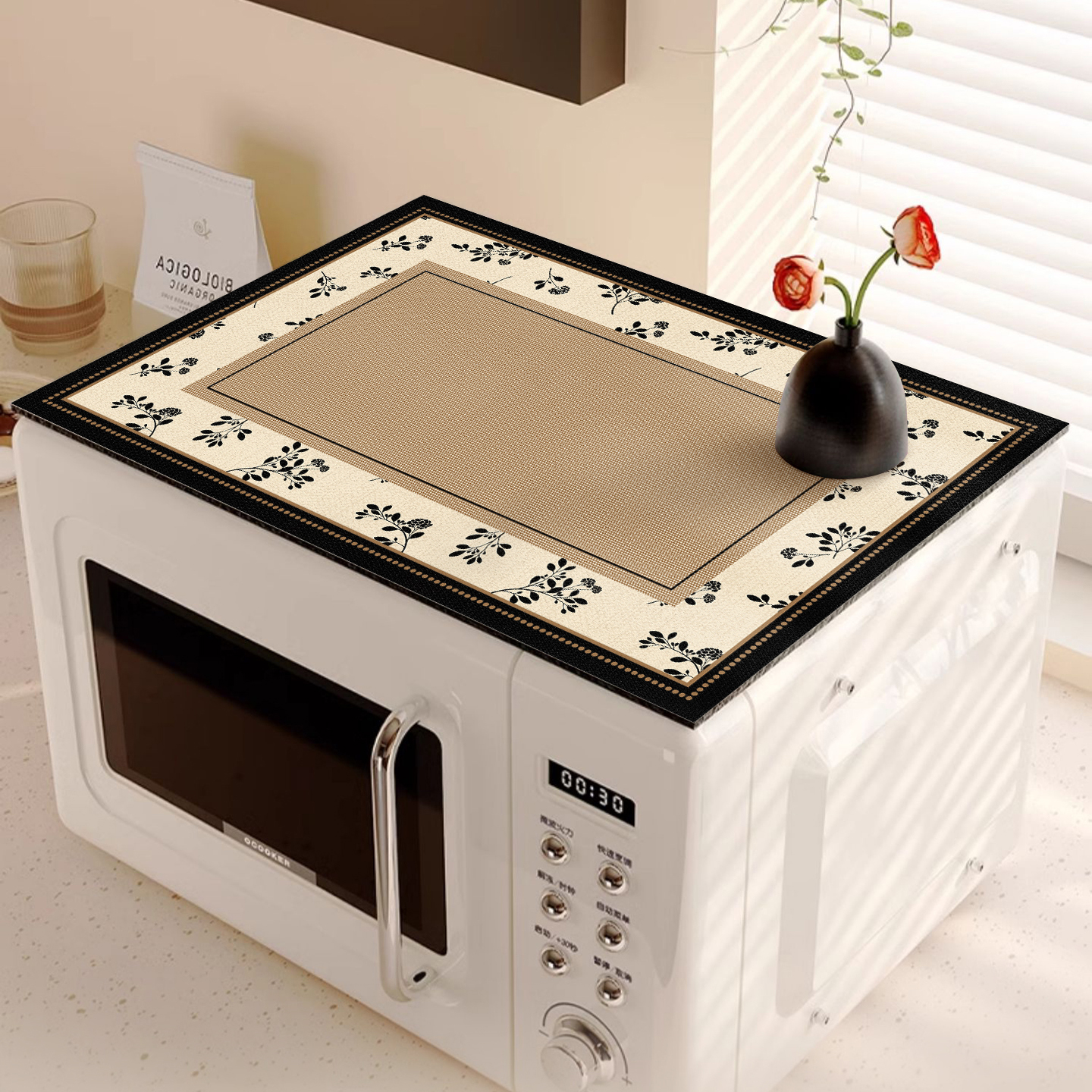 高端通用微波炉专用垫子防尘罩烤箱上面防水防油盖罩盖布家用罩子