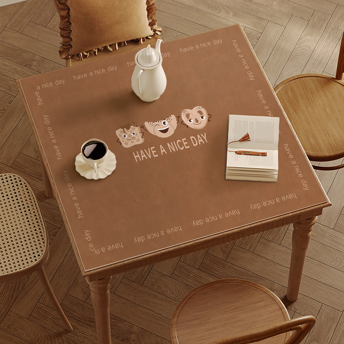 正方形实木餐桌硅胶桌垫四方方桌专用防水防油桌布小茶几免洗垫子