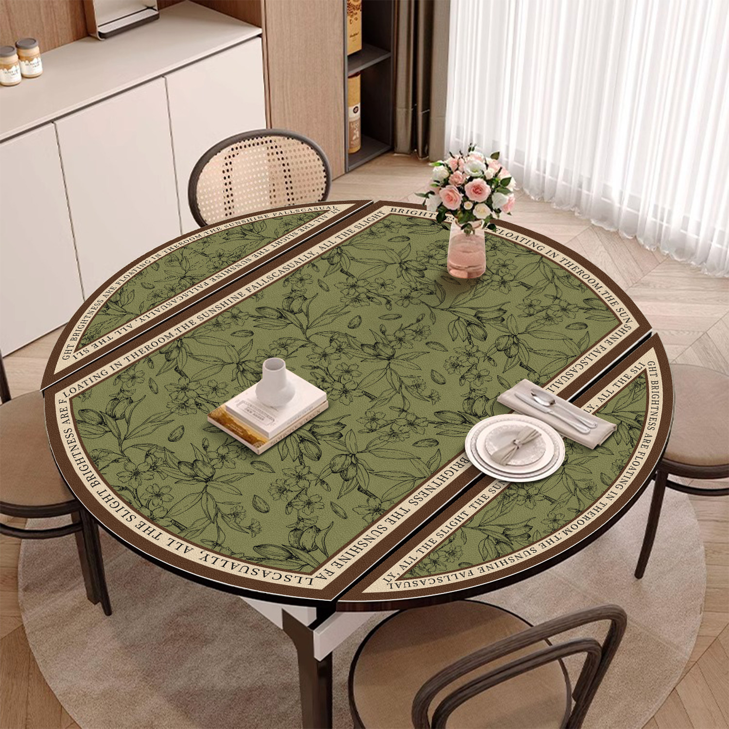 伸缩折叠圆餐桌桌垫圆桌桌布防水防油免洗椭圆形桌子台布茶几垫子