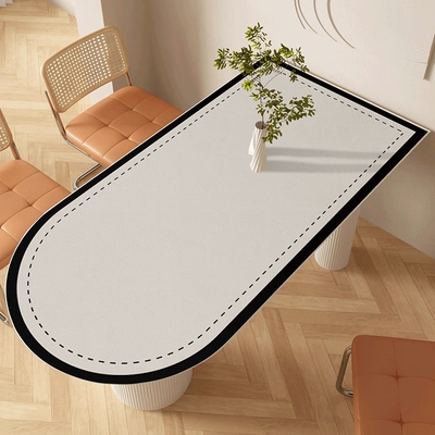 岛台桌垫轻奢高级感半圆弧形餐桌垫防水防油免洗防烫桌布椭圆台布