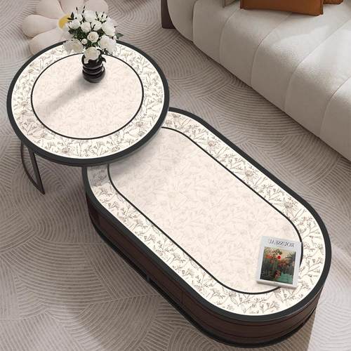 轻奢高级感椭圆形桌垫防水防油防烫免洗皮革餐桌布PVC小茶几台布