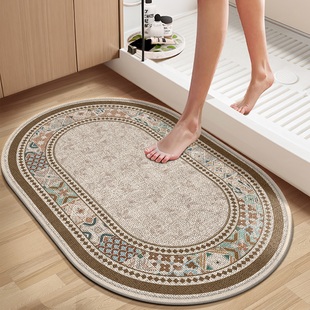 亚麻编织浴室地垫卫生间进门超吸水防滑硅藻泥脚垫淋浴房门口地毯