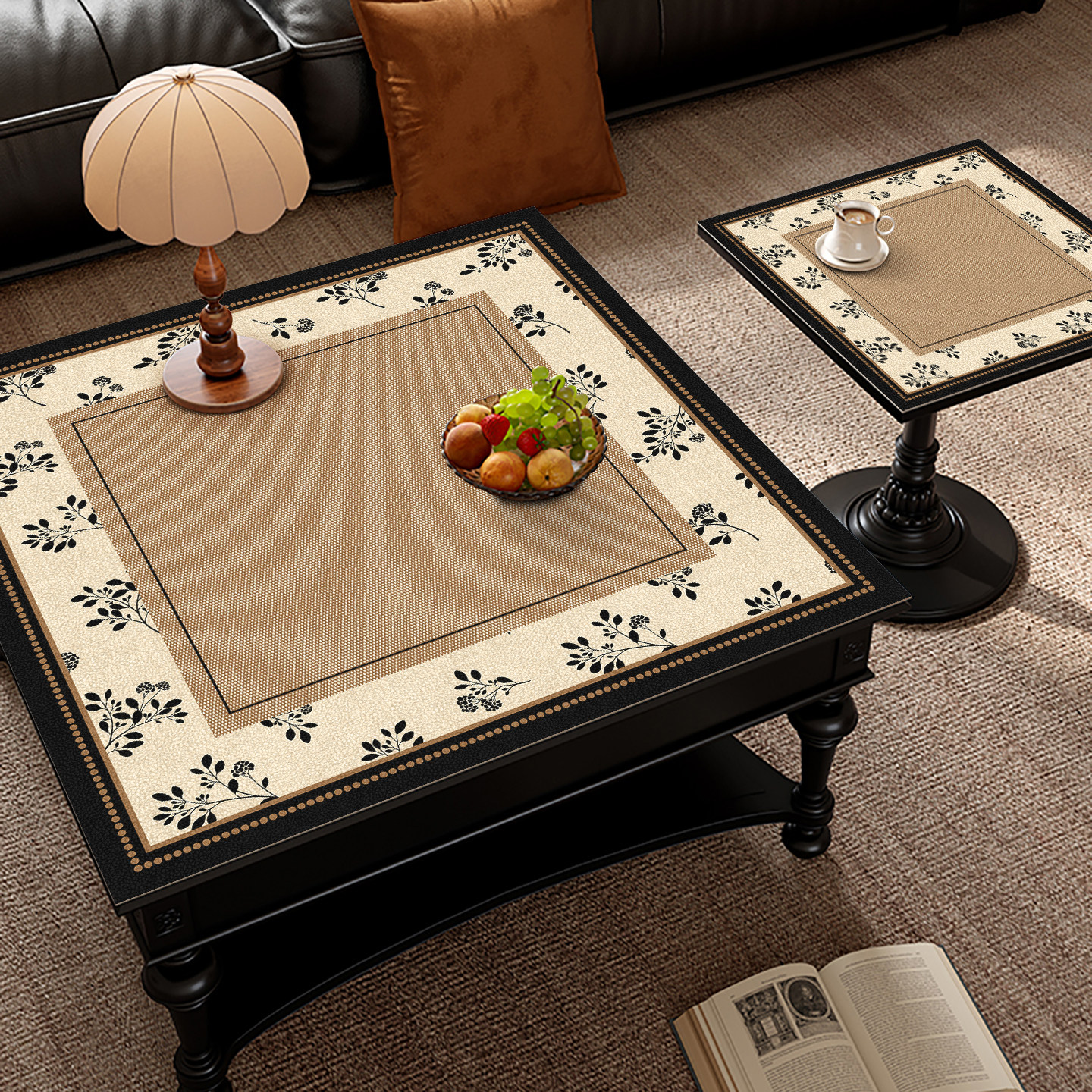 原木风高级正方形专用茶几桌垫防水防油防烫方桌餐桌pvc皮革桌布